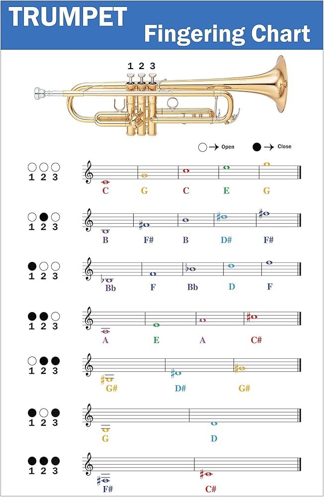 beginner trumpet players and sheet music